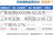 广聚能源(000096.SZ)发布上半年业绩，净利润2239.1万元，下降15.37%