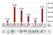 爱司凯(300521.SZ)发上半年业绩，净亏损485.4万元