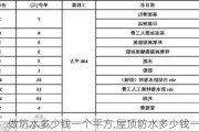 做防水多少钱一个平方,屋顶防水多少钱一平方