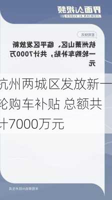 杭州两城区发放新一轮购车补贴 总额共计7000万元