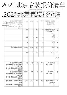 2021北京家装报价清单,2021北京家装报价清单表