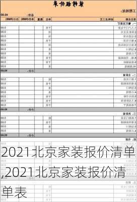 2021北京家装报价清单,2021北京家装报价清单表