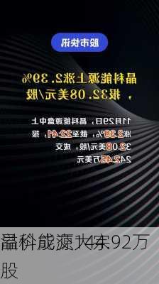 晶科能源大宗
溢价成交144.92万股