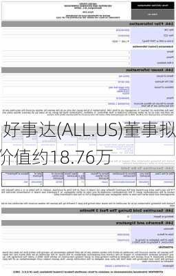 Form 144 | 好事达(ALL.US)董事拟
1,124股股份，价值约18.76万
