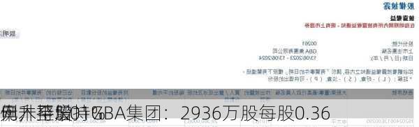 申木平增持GBA集团：2936万股每股0.36
元，持股
例升至5.01%