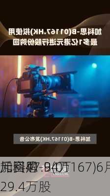 加科思-B(01167)6月19
斥资47.94万
元回购29.4万股