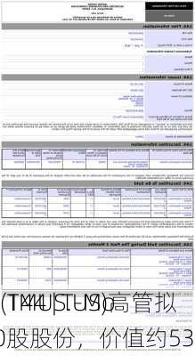 Form 144 | T-Mo
le US(TMUS.US)高管拟
3,000股股份，价值约53.28万
