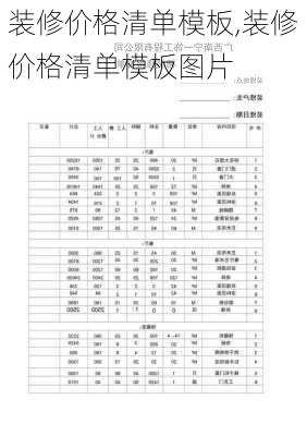 装修价格清单模板,装修价格清单模板图片