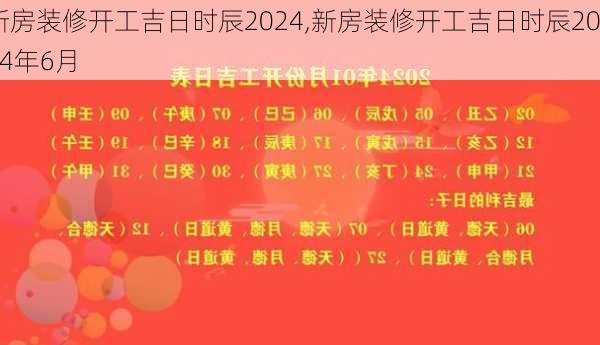 新房装修开工吉日时辰2024,新房装修开工吉日时辰2024年6月