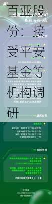 百亚股份：接受平安基金等机构调研