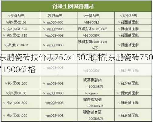 东鹏瓷砖报价表750x1500价格,东鹏瓷砖750*1500价格