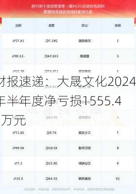 财报速递：大晟文化2024年半年度净亏损1555.43万元