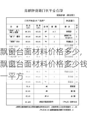 飘窗台面材料价格多少,飘窗台面材料价格多少钱一平方