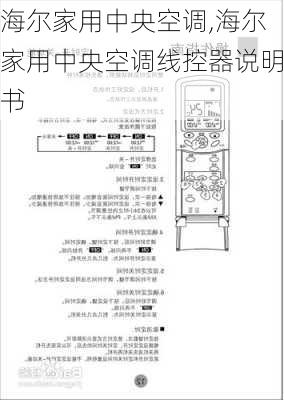 海尔家用中央空调,海尔家用中央空调线控器说明书