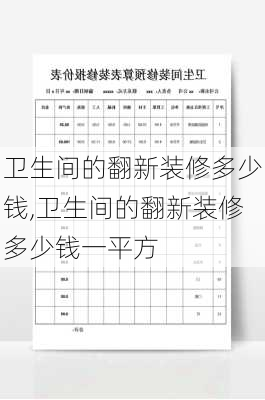 卫生间的翻新装修多少钱,卫生间的翻新装修多少钱一平方