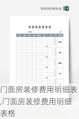 门面房装修费用明细表,门面房装修费用明细表格