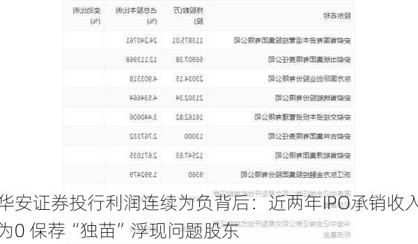 华安证券投行利润连续为负背后：近两年IPO承销收入为0 保荐“独苗”浮现问题股东