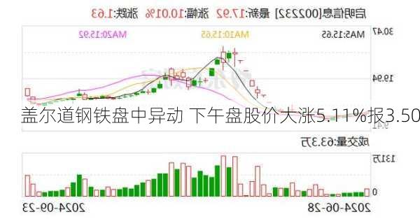 盖尔道钢铁盘中异动 下午盘股价大涨5.11%报3.50
