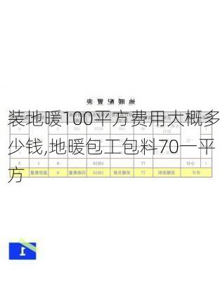 装地暖100平方费用大概多少钱,地暖包工包料70一平方