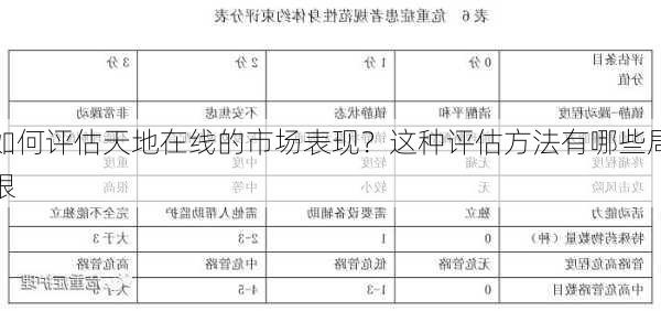 如何评估天地在线的市场表现？这种评估方法有哪些局限
？