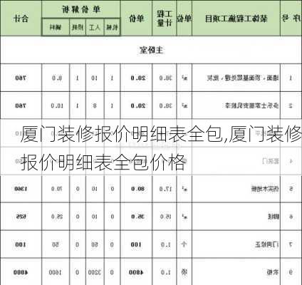 厦门装修报价明细表全包,厦门装修报价明细表全包价格