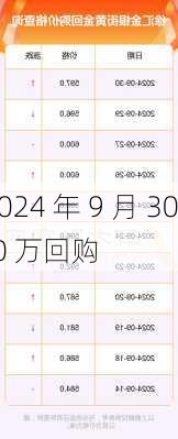 
中国：2024 年 9 月 30 
斥资 240 万回购