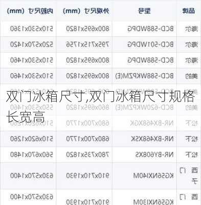 双门冰箱尺寸,双门冰箱尺寸规格长宽高