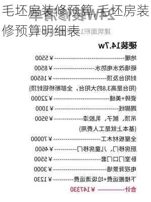 毛坯房装修预算,毛坯房装修预算明细表