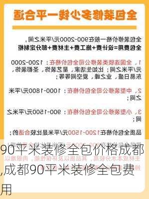 90平米装修全包价格成都,成都90平米装修全包费用